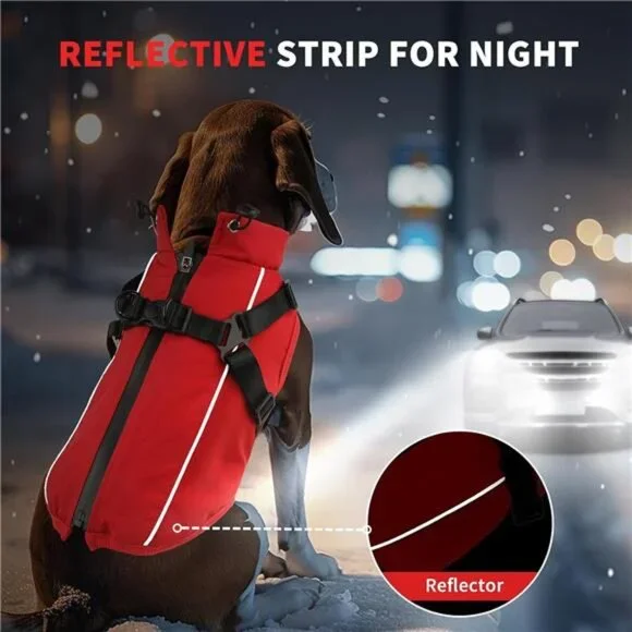Dog Winter Coat Reflective Water-Resistant Jacket, Fleece Lined Puppy XS - Picture 6 of 8